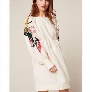 Free People Ivory Embroidered Long-Sleeve Dress